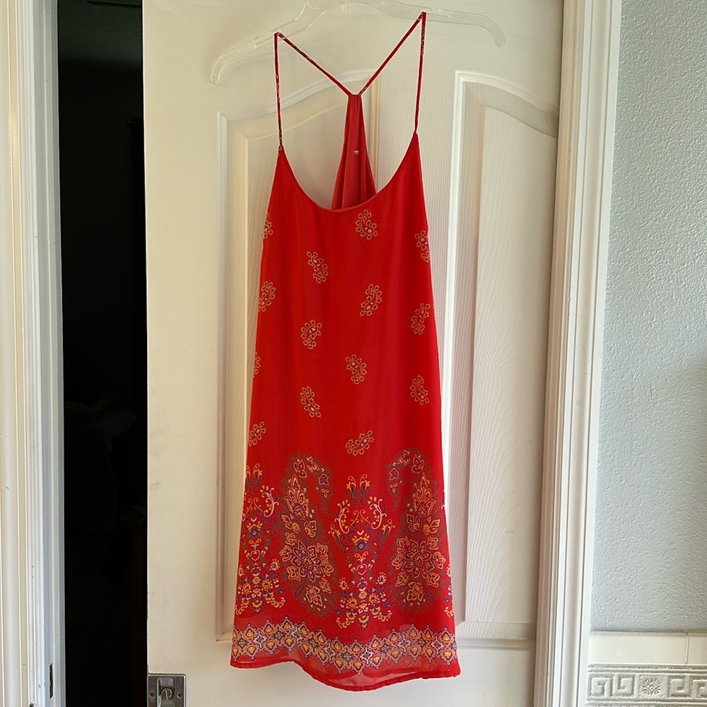 Orange and blue paisley dress